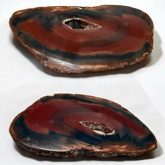 Polished Agate Slice – Natural Crystal Geode with Red & Black Bands - Picture 1 of 17